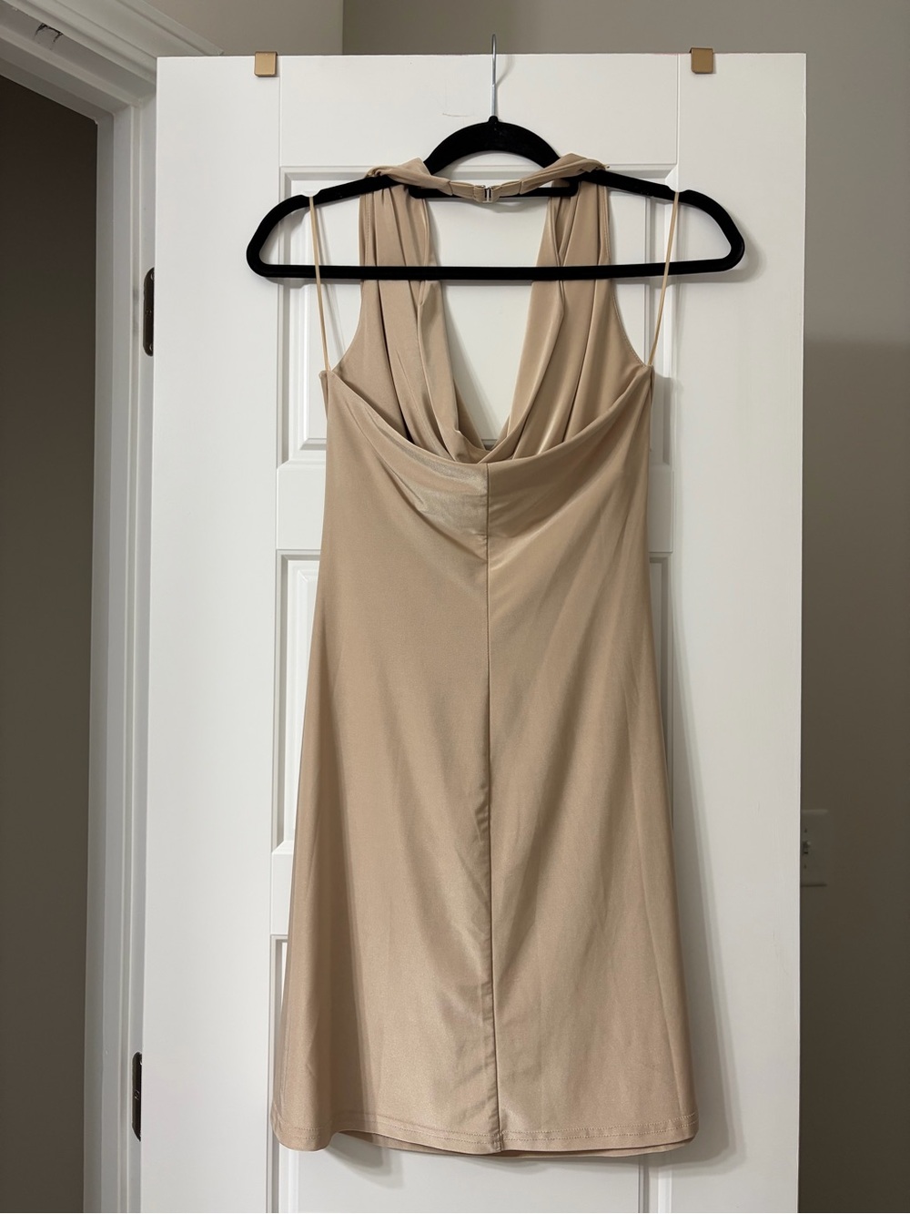 Boston Proper Tan Draped Cowl Neck Dress Size Small - Picture 4 of 5